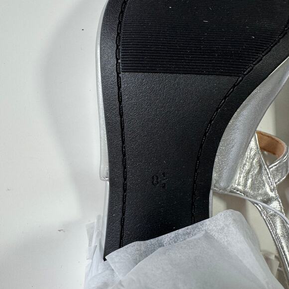 NWT OLD NAVY Strappy Slingback Mary Jane Heels Metallic Silver 8.5 - Picture 7 of 8